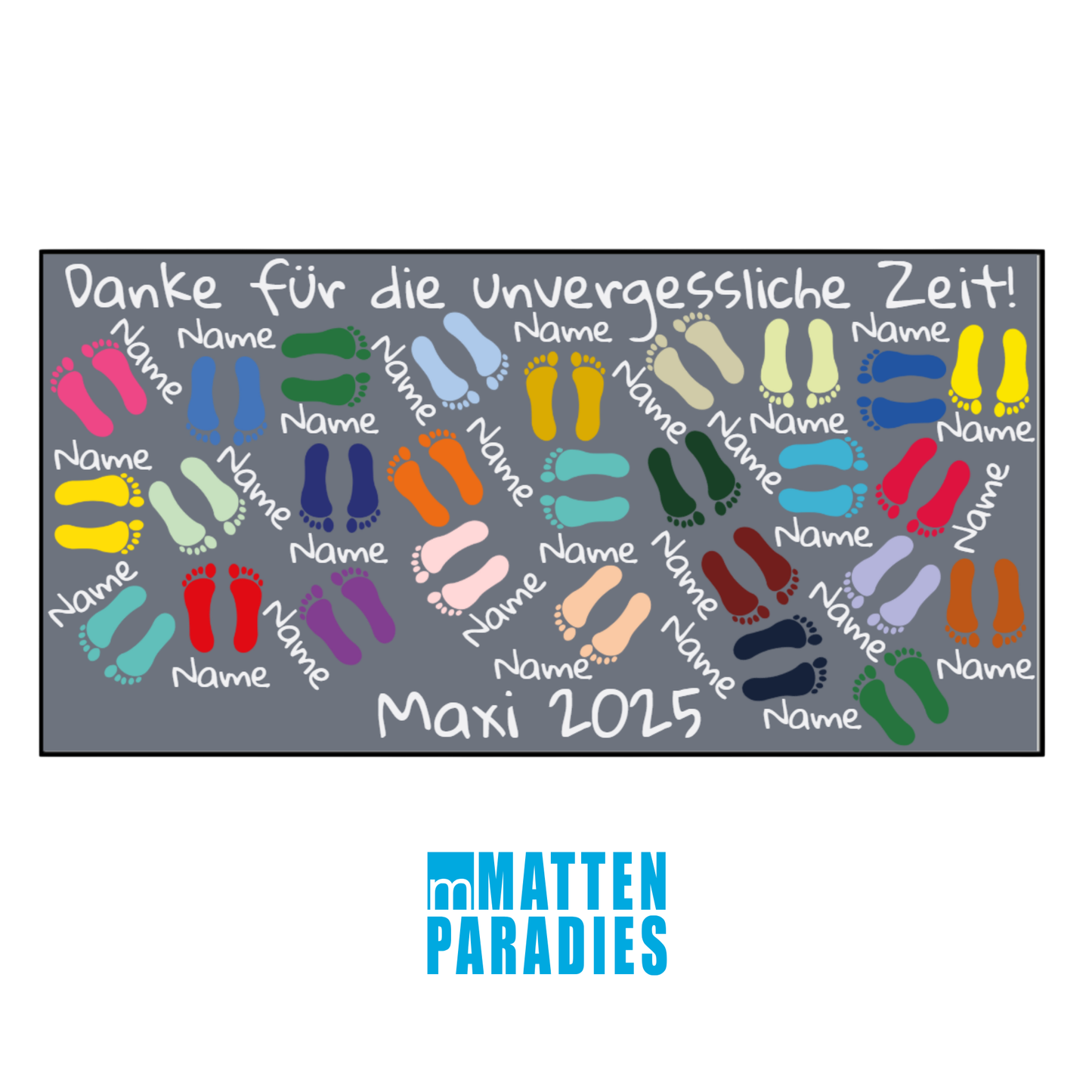 Kindergarten Kita Abschiedsmatte Fußabdrücke 100 x 200