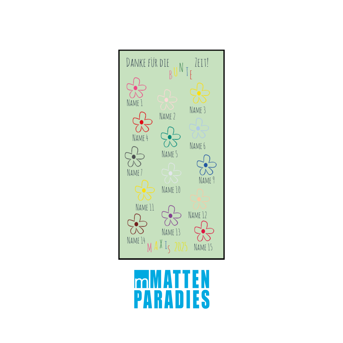 Kindergarten Kita Abschiedsmatte Blumen 150 x 75